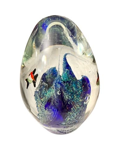 HAND BLOWN GLASS MURANO STYLE PAPERWEIGHT AQUATIC COLORFUL FISH - Thumbnail 2
