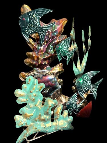 MCM Metal Fish Plants Under the Sea Sculpture 16” Tall Freestanding Home Decor - Thumbnail 6