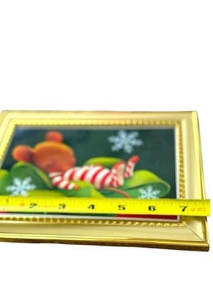 Hallmark Christmas Card in Gold Frame Mouse Pajamas Snowflakes 7x5 Holiday Decor - Thumbnail 2