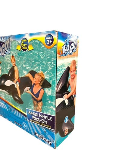 Jumbo Whale Inflatable Ride-On Water Pool Toy By Bestway H2OGO 80x40 BRAND NEW! - Thumbnail 7
