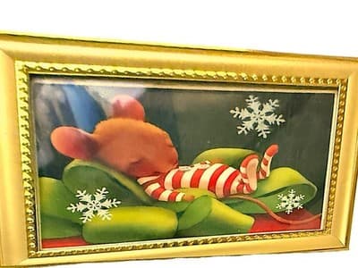 Hallmark Christmas Card in Gold Frame Mouse Pajamas Snowflakes 7x5 Holiday Decor - Thumbnail 5