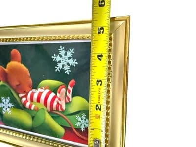 Hallmark Christmas Card in Gold Frame Mouse Pajamas Snowflakes 7x5 Holiday Decor - Thumbnail 3