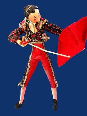 Vintage Klumpe Roldán Matador Bullfighter Doll 9” Spain 1950s Felt Figurine