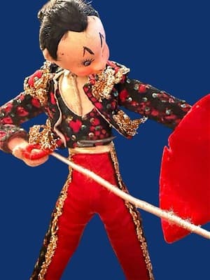 Vintage Klumpe Roldán Matador Bullfighter Doll 9” Spain 1950s Felt Figurine - Thumbnail 5