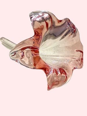 Vintage Hand Blown Pink Glass Lily Flower 7.5” Stem Murano Style Decor - Thumbnail 5