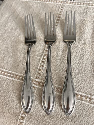 Three Pfaltzgraff AMERICAN BEAD Stainless 18/0 Dinner Forks EUC