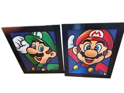 Super Mario & Luigi Framed Wall Art Set Nintendo Pyramid America 24x12