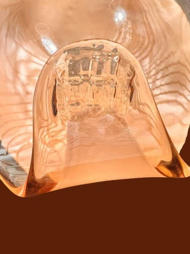 Murano Style Amber Folded Glass Dish Wrap Bowl Centerpiece Hand Made In Italy - Thumbnail 5