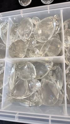 Set of 12 Crystal Chandelier Prisms 2.75” Teardrop w/ Octagon Bead - Thumbnail 2