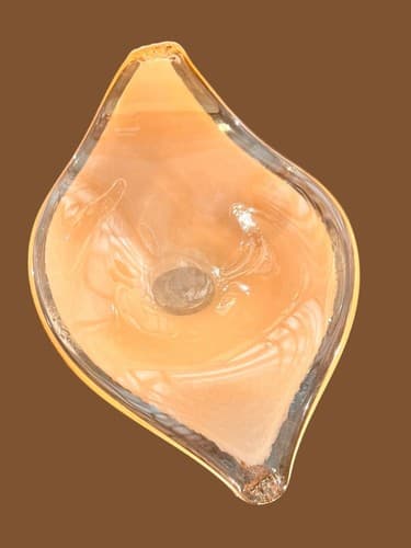 Murano Style Amber Folded Glass Dish Wrap Bowl Centerpiece Hand Made In Italy - Thumbnail 2