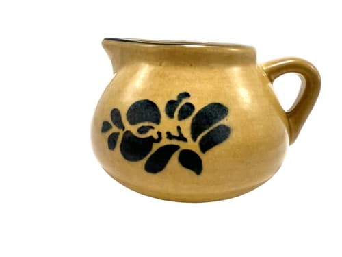 Pfaltzgraff Folk Art #414Y Pitcher/Gravy Boat Tan & Blue Mint Condition!