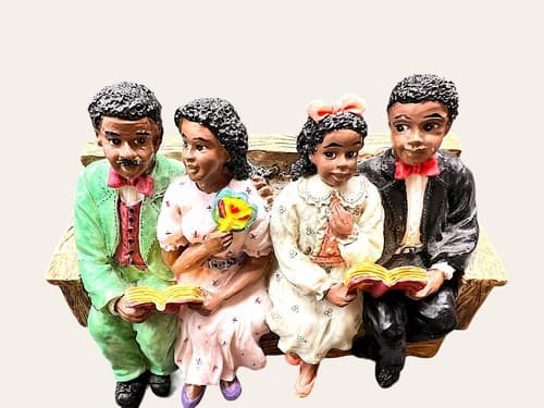 Vintage African American Family Figurine Dressed For Sunday Church by Young's
