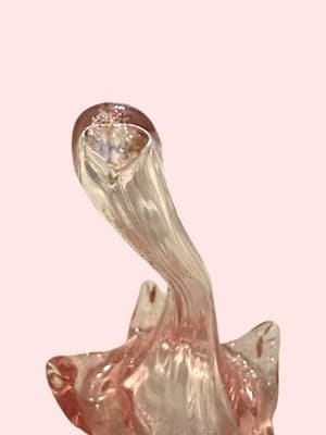Vintage Hand Blown Pink Glass Lily Flower 7.5” Stem Murano Style Decor - Thumbnail 7