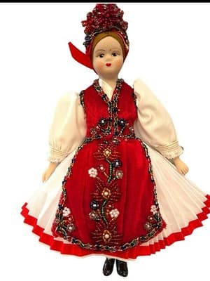 Vintage 9” Russian Folk Doll in Embroidered and Beaded Costume – Handmade
