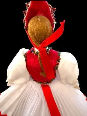 Vintage 9” Russian Folk Doll in Embroidered and Beaded Costume – Handmade - Thumbnail 4