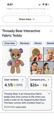 Thready Bear Interactive 14” Fabric Teddy – Make a Wish Magic Plush NIB - Thumbnail 6
