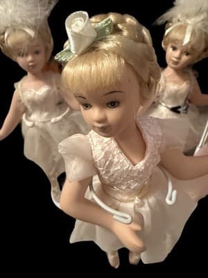 Set of 9 Porcelain Ballerina Dolls in Tutus with Stands – Vintage Display - Thumbnail 8