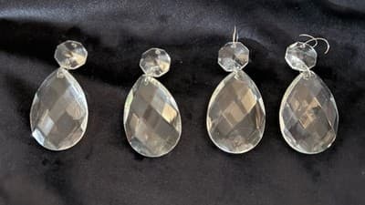 Set of 12 Crystal Chandelier Prisms 2.75” Teardrop w/ Octagon Bead