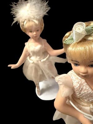 Set of 9 Porcelain Ballerina Dolls in Tutus with Stands – Vintage Display - Thumbnail 7