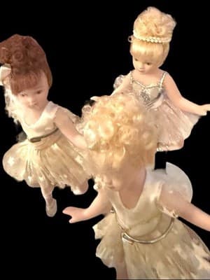 Set of 9 Porcelain Ballerina Dolls in Tutus with Stands – Vintage Display - Thumbnail 3