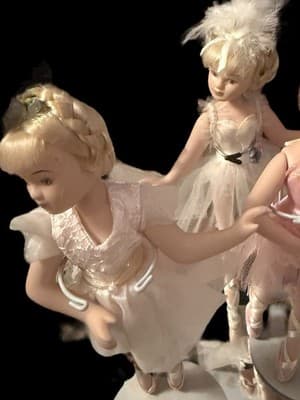 Set of 9 Porcelain Ballerina Dolls in Tutus with Stands – Vintage Display - Thumbnail 5