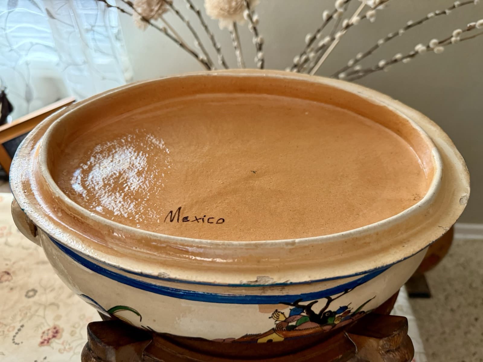 Rare VTG Tlaquepaque handcrafted Mexican pottery casserole dish 8"x13”x5” EUC - Thumbnail 6