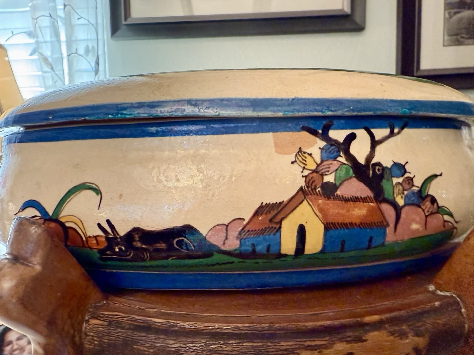 Rare VTG Tlaquepaque handcrafted Mexican pottery casserole dish 8"x13”x5” EUC - Thumbnail 2