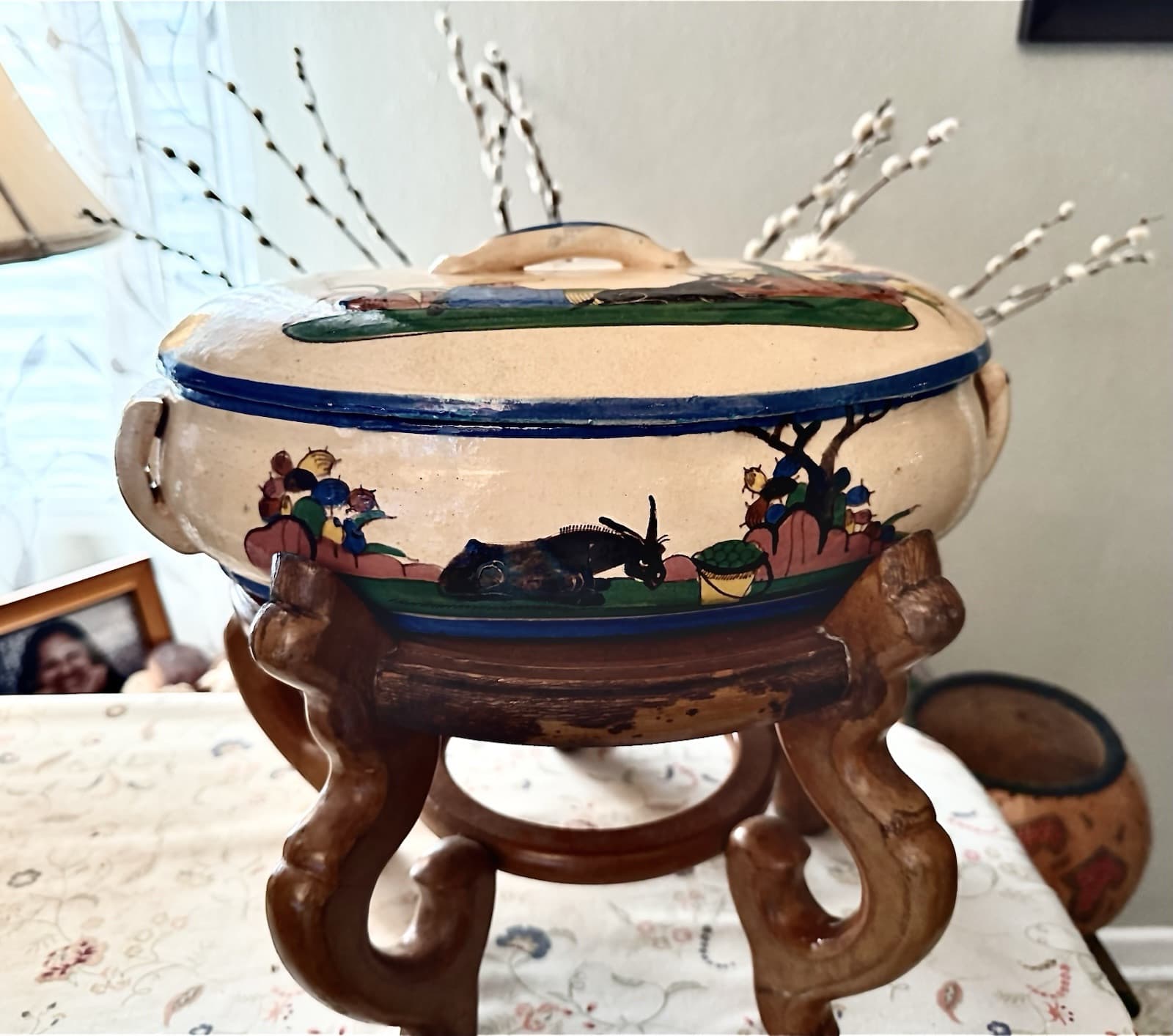 Rare VTG Tlaquepaque handcrafted Mexican pottery casserole dish 8"x13”x5” EUC