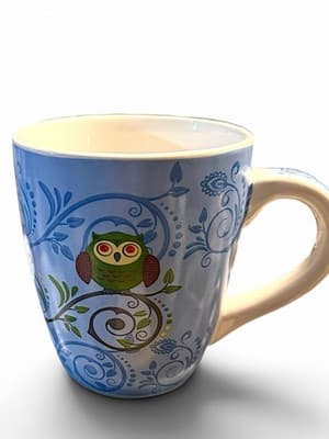 Owl Coffee Mug Debra Valencia Blue Harbor Collection 27oz Blue