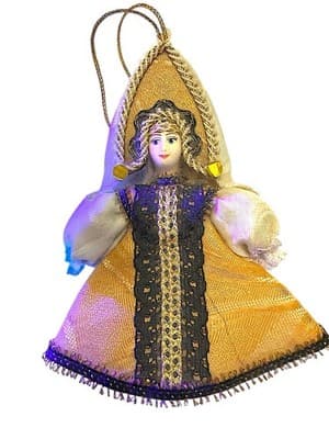 Vintage 4” Gold Angel Cloth Christmas Ornament Victorian Style