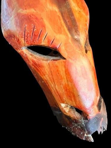 Vintage African wooden Giraffe mask 9”Folk Art Wall Hanging hand carved - Thumbnail 2