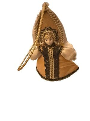 Vintage 4” Gold Angel Cloth Christmas Ornament Victorian Style - Thumbnail 2