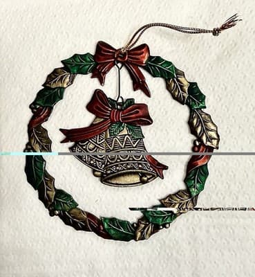 Russ Heirloom Collection Christmas Bells Wreath Ornament Metal 5918 w/ Box - Thumbnail 6