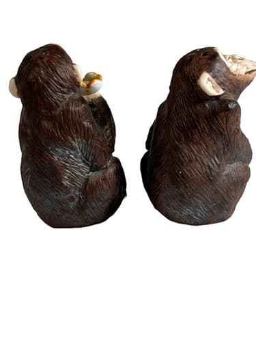Franklin Mint 1987 Noahs Ark Theme Pair Monkeys Salt & Pepper Shakers - Thumbnail 2