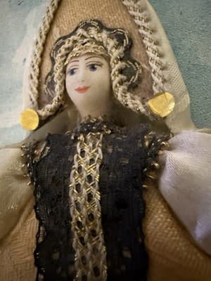 Vintage 4” Gold Angel Cloth Christmas Ornament Victorian Style - Thumbnail 4