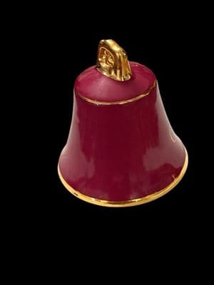 Limoges France Noël Bell Red Gold Holly Porcelain Christmas Holiday Decor - Thumbnail 3