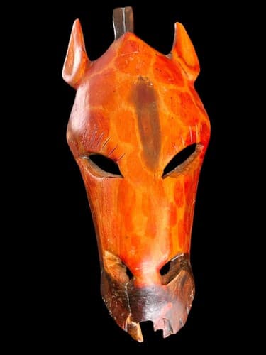 Vintage African wooden Giraffe mask 9”Folk Art Wall Hanging hand carved
