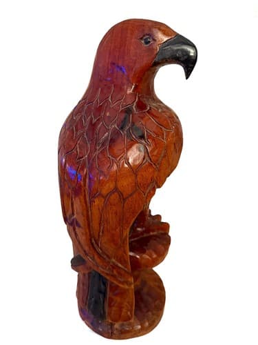 14” Large Wooden Eagle Statue Hand Carved Sculpture Figurine Art Home Decor Gift