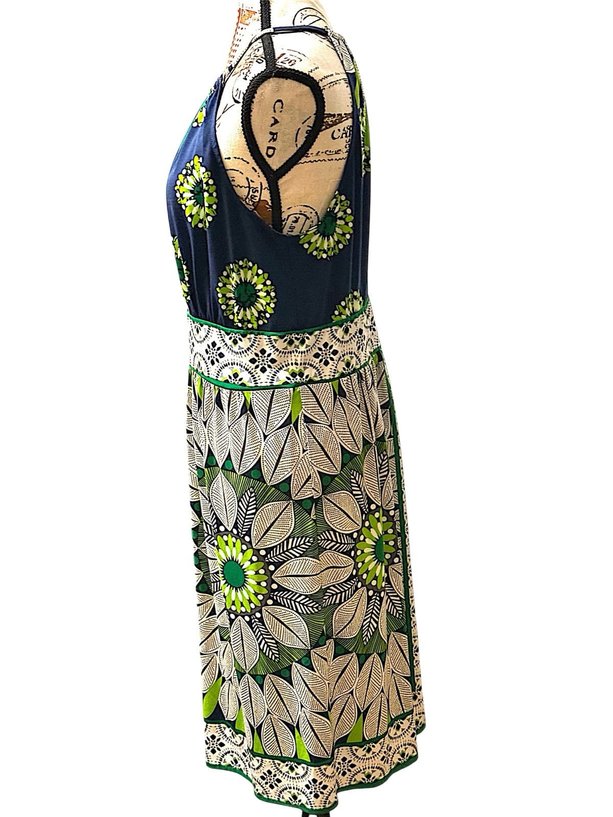 London Times Halter Top Sleeveless Blue &White Floral DesignDress - Thumbnail 5