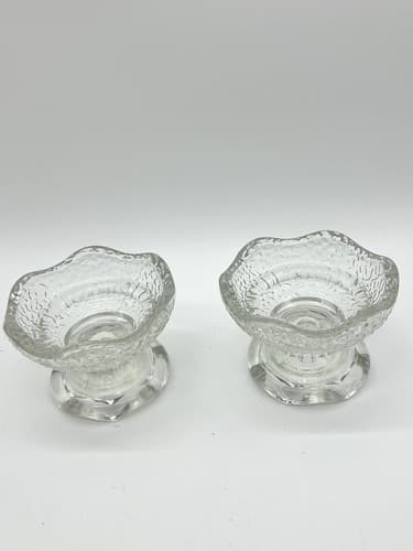 Pair of Anchor Hocking WEXFORD Glass 5" Bowl Reversible Candle Holders