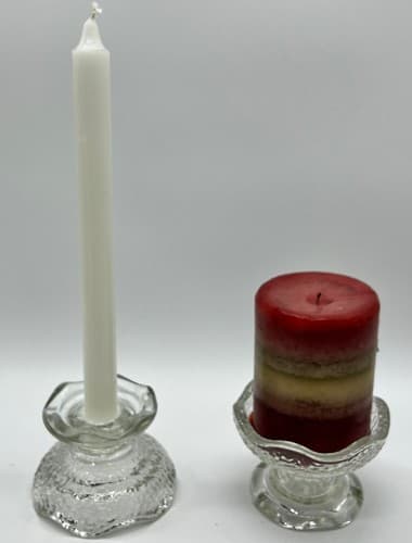 Pair of Anchor Hocking WEXFORD Glass 5" Bowl Reversible Candle Holders - Thumbnail 4