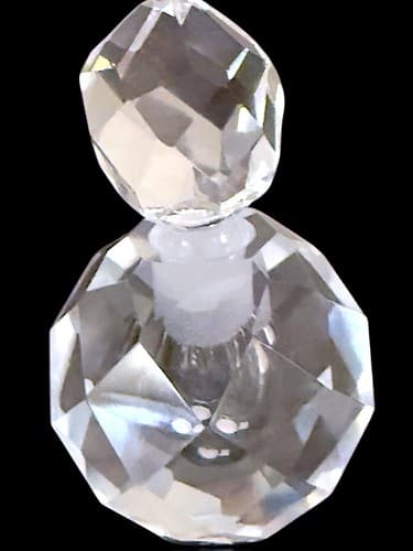 Vintage IW Rice & Co Crystal 4”Clear Glass Hand Cut Faceted Perfume Bottle Japan