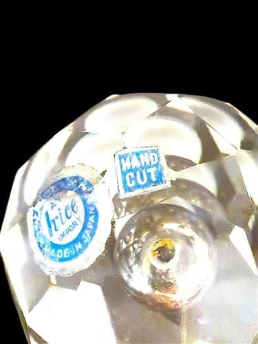 Vintage IW Rice & Co Crystal 4”Clear Glass Hand Cut Faceted Perfume Bottle Japan - Thumbnail 6