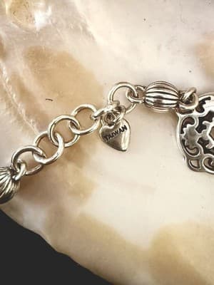 Brighton Silver Tone Filigree Charm Bracelet Scroll Design 7.5” Adjustable - Thumbnail 5
