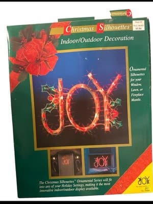 1999 Impact Plastics JOY Lighted Christmas Silhouette Indoor Outdoor Decor