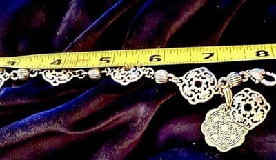 Brighton Silver Tone Filigree Charm Bracelet Scroll Design 7.5” Adjustable - Thumbnail 6