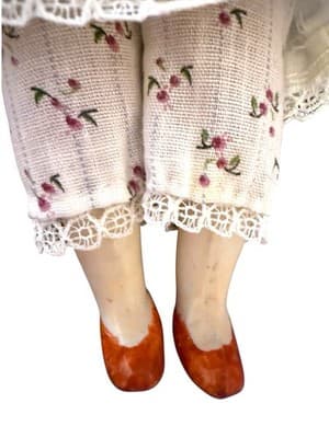 Vintage 1930s Japan Bisque Doll 7” Cloth Body Blue Bows Pink Dress Porcelain - Thumbnail 7