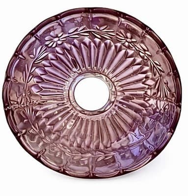 Fenton Amethyst Glass Lamp Shade Floral Pressed Student Boudoir Bridge VTG - Thumbnail 2
