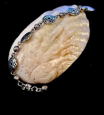 Brighton Silver Tone Filigree Charm Bracelet Scroll Design 7.5” Adjustable - Thumbnail 7