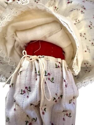 Vintage 1930s Japan Bisque Doll 7” Cloth Body Blue Bows Pink Dress Porcelain - Thumbnail 5